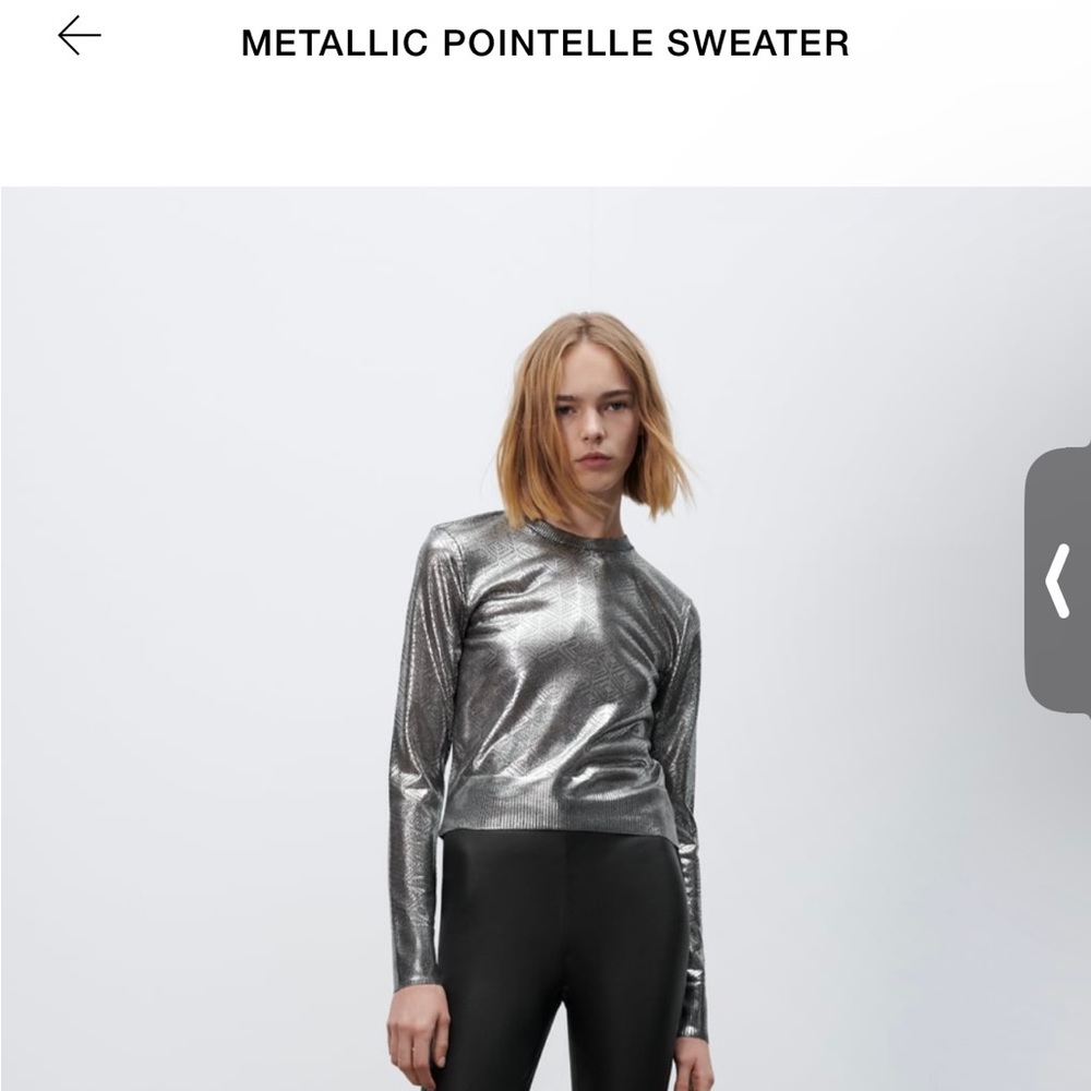 Zara, Metallic Pointelle Sweater. Size S.